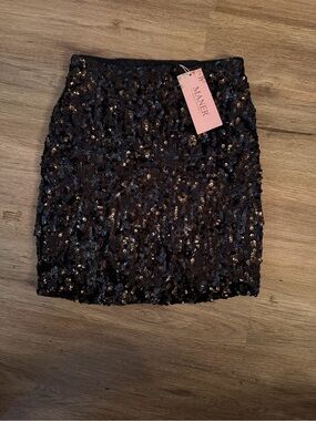 MANER Black Sequin Mini Skirt